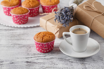 coffee muffins gift on the table