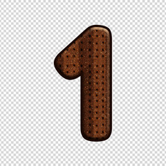 Font Number 1 with Chocolate Biscuit effect. Perfect applicable saved working/ clipping path for design project.