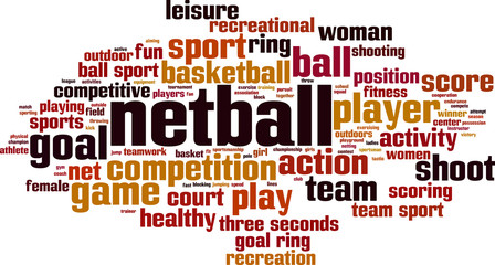 Obraz premium Netball word cloud concept. Vector illustration