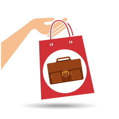 hand holds bag gift portfolio design vector illustration eps 10