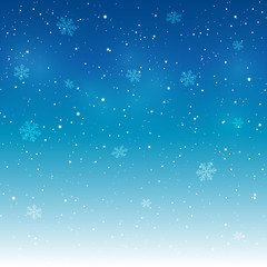 Fototapeta na wymiar Winter blue background with snowflakes