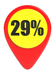 Discount 29 percent off. 3D illustration on white background.