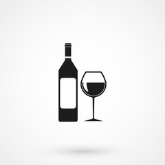 A vector illustration of a wine bottle and glass