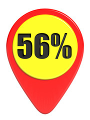 Discount 56 percent off. 3D illustration on white background.