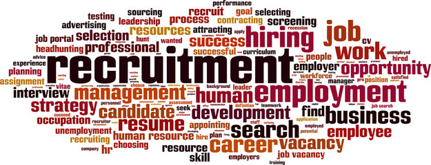 Recruitment word cloud concept. Vector illustration