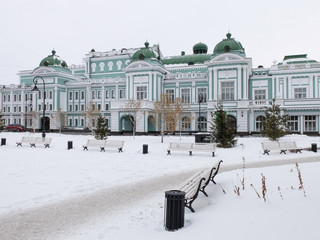 Omsk, Russia - November 22, 2016: Recreation area at the Omsk State Academic Drama Theatre