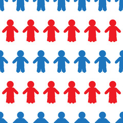 seamless illustration - red, blue girls and boys