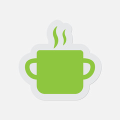 simple green icon - cooking pot with smoke