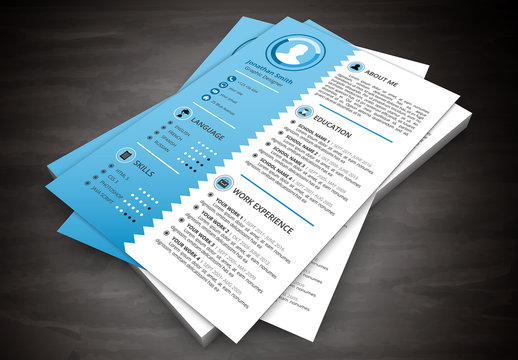 Resume Layout with Blue Scalloped Left Sidebar 1