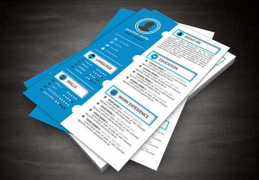 Resume Layout with Blue Scalloped Left Sidebar 2