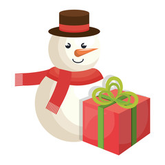 snowman character christmas celebration vector illustration design
