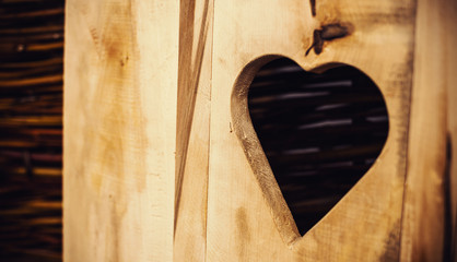 Etched Heart in Wooden Door