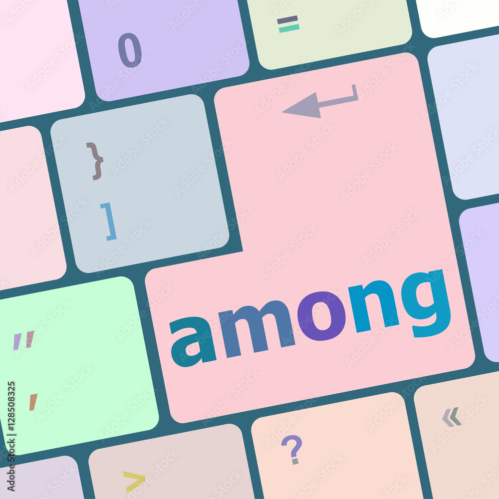 Poster among button on modern computer keyboard key