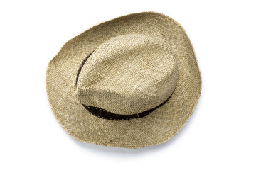 straw hat seen from above, isolated on white