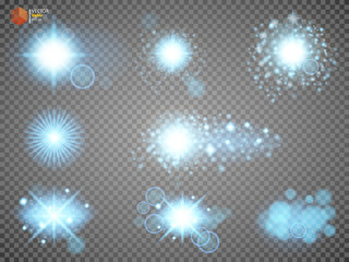 Creative concept Vector set of glow light effect stars bursts with sparkles isolated on black background. For illustration template art design, banner for Christmas celebrate, magic flash energy ray.