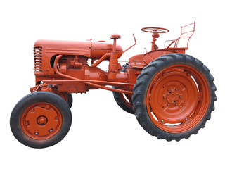 Naklejka premium Abstract red old tractor isolated over white