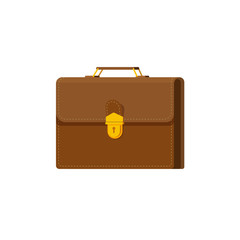 Briefcase vector illustration isolated on white background, flat cartoon case icon, suitcase