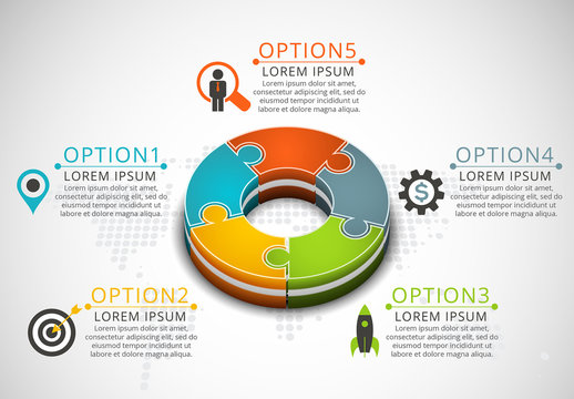 3D Puzzle Piece Circle Element Infographic