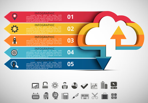 Cloud Element Infographic With Arrow Tabs