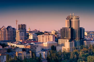 Fototapeten cityscape, modern buildings in the city Kiev Ukraine © balakleypb