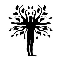 Human Tree Silhouette Icon Symbol Design. Vector illustration isolated on white background. 