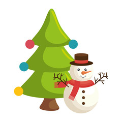 merry christmas tree celebration vector illustration design