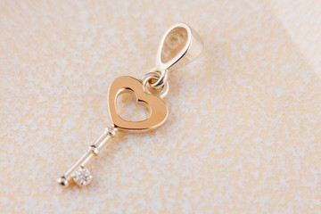 Silver and gold key pendant necklace