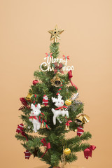 Christmas tree on autumn background