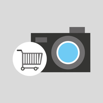 buying cart camera photographic design vector illustration eps 10