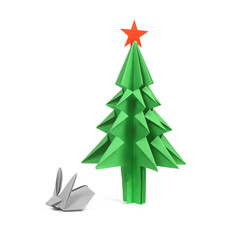 Obraz premium Origami christmas tree