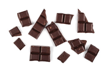 chocolate bars isolated on white background
