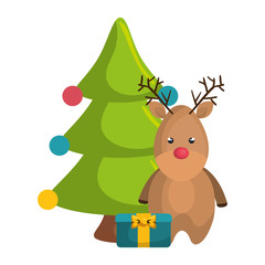 merry christmas tree celebration vector illustration design