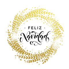 Spanish Merry Christmas Feliz Navidad greeting card golden glitter decoration
