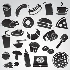 Fast food vector icon set.