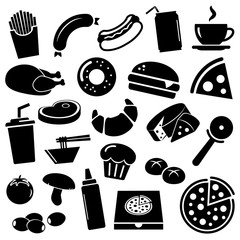Fast food vector icon set.