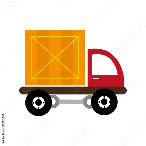 "truck with wooden box vector illustration design" Immagini e