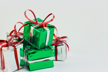 Christmas gift boxes isolated on white background, New year gift