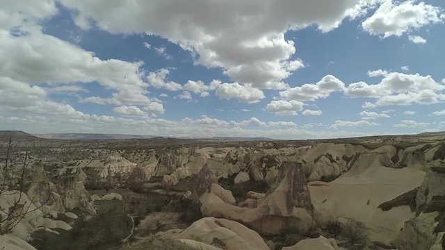 nevsehir urgup kapadokya cloudy day with panning timelapse