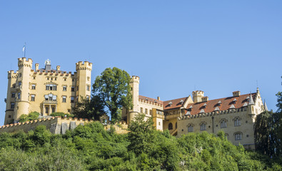 Fototapeta na wymiar Hohenschwangau Castle, Romanesque Revival palace, Hohenschwangau, Fussen, Bavaria, Germany