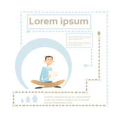 Naklejka premium Business Man Read Document Student Study Abstract Background Flat Vector Illustration