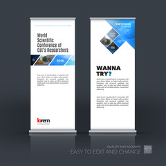 Business vector set of modern roll Up Banner stand design with r