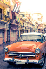 Fototapeta na wymiar Street scene on rainy day in Havana,Cuba