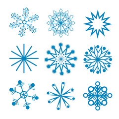 set of vector snowflakes.