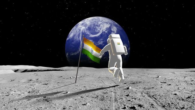 Indian Astronaut Walking On A Planet