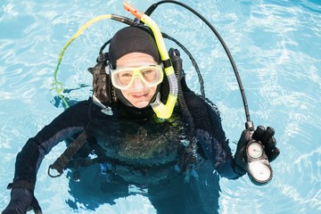 Young woman on scuba training