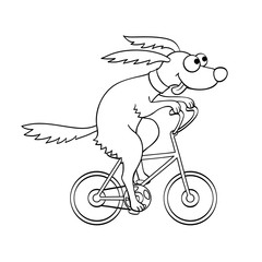 Cute dog riding a bicycle.