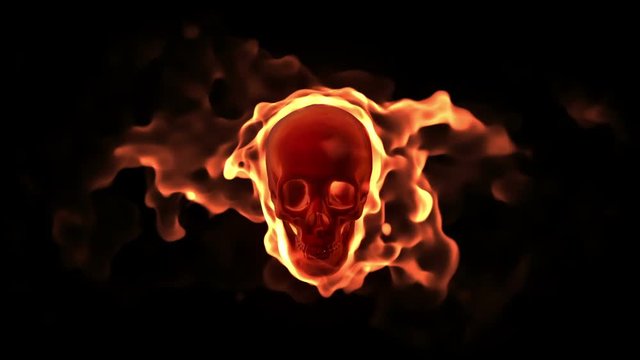 Burning human skull