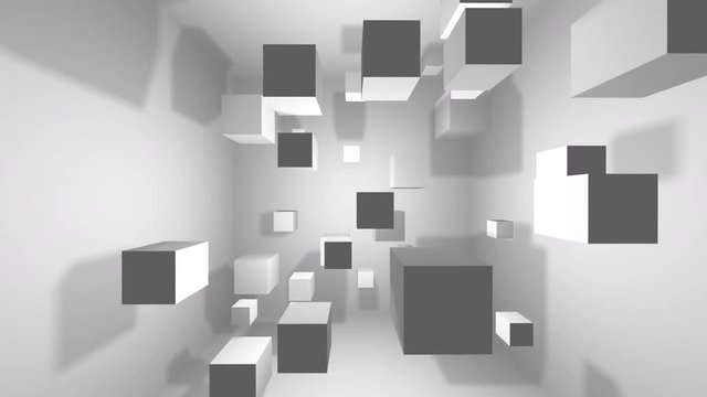 

Abstract geometric shapes rotating cubes, background 3d