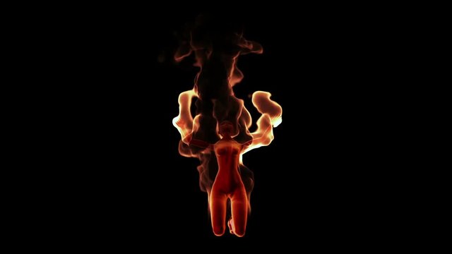 Praying 3d female in flames