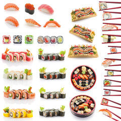 Japanese cuisine. Sushi set isolated on white background